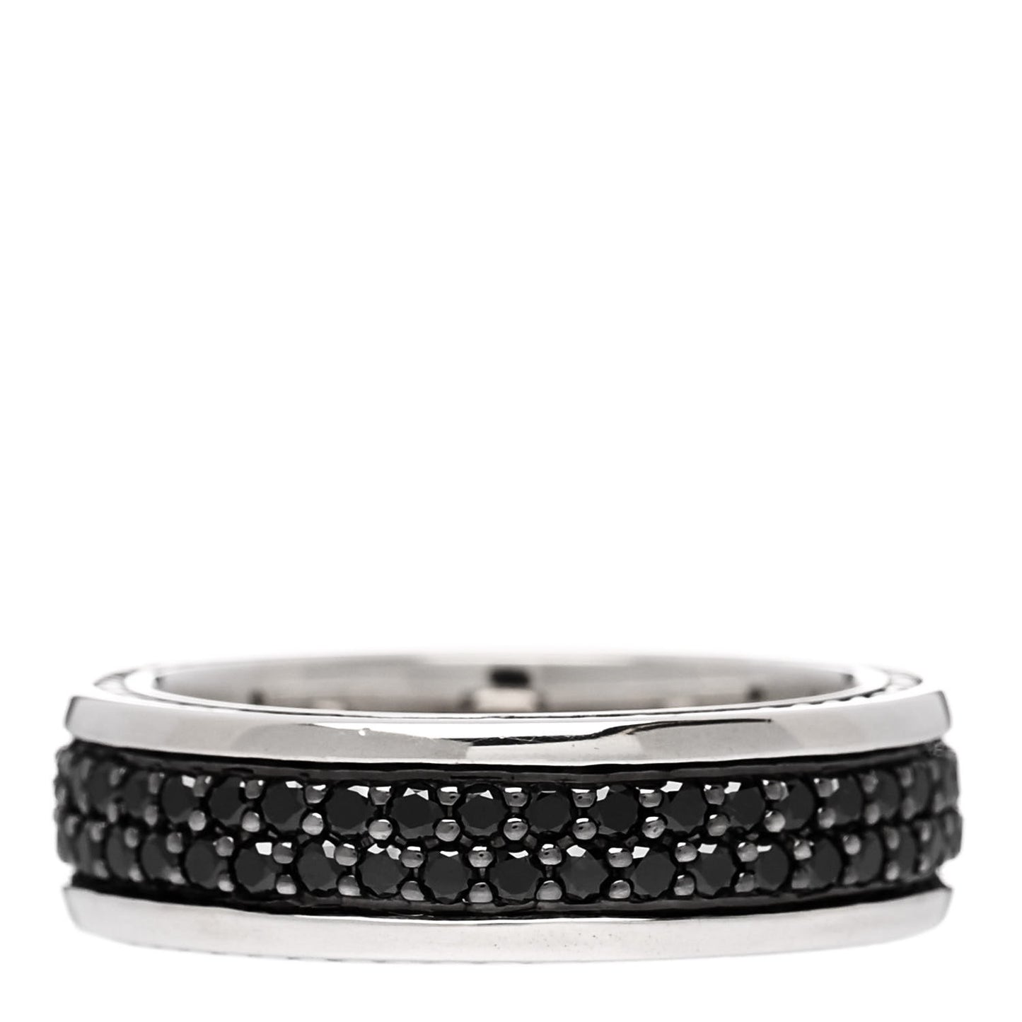 Sterling Silver Black Diamond Streamline Two-Row Band Ring 61 9.5