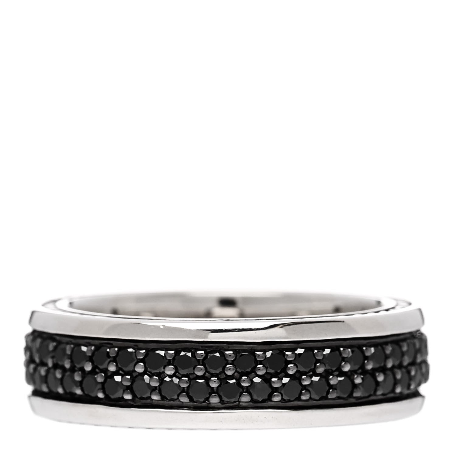 David Yurman Sterling Silver Black Diamond Streamline Two-Row Band Ring 61 9.5 1 of 6