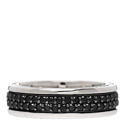 David Yurman Sterling Silver Black Diamond Streamline Two-Row Band Ring 61 9.5 1 of 6