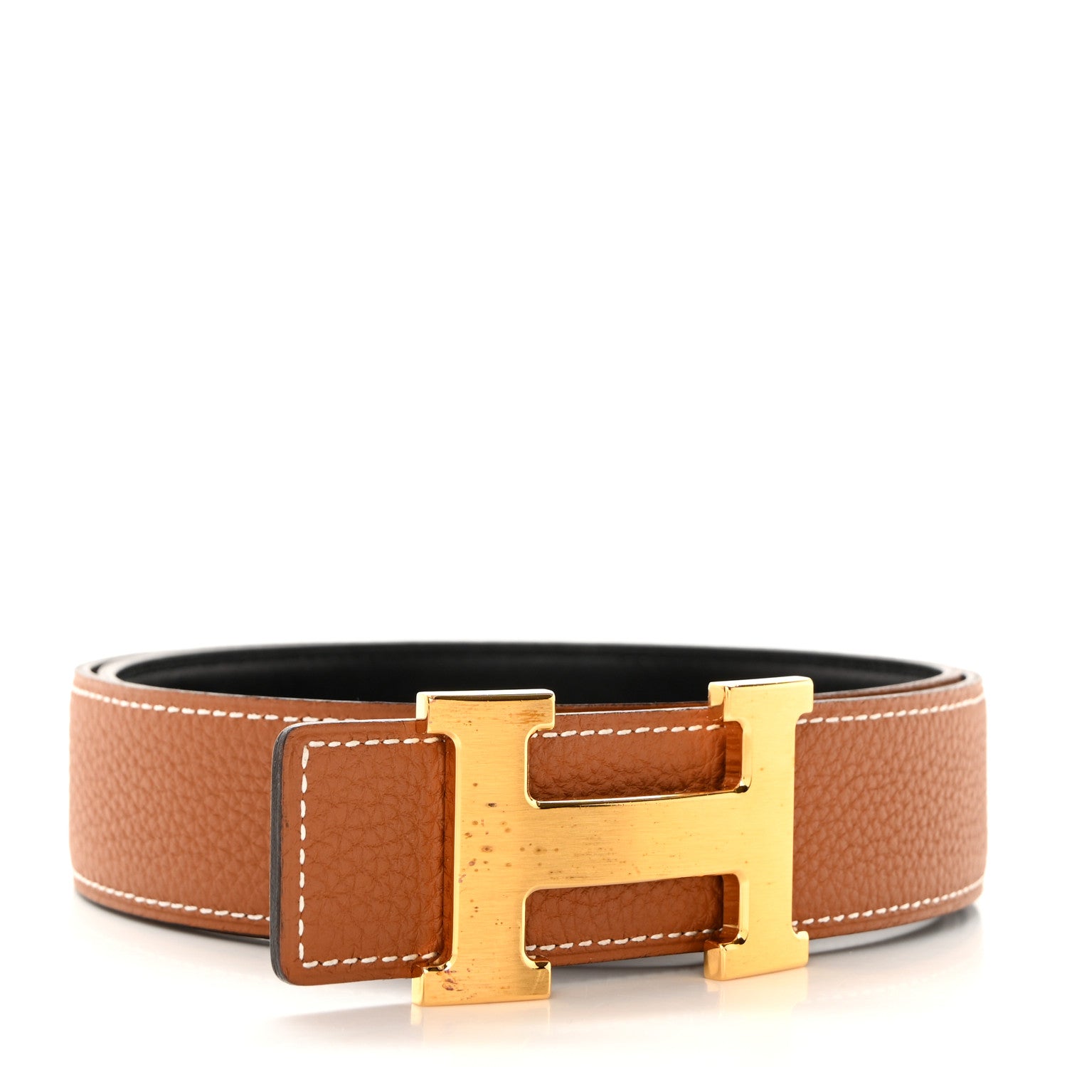 Hermes Box Togo 32mm H Belt 80 32 Black Gold 2 of 8
