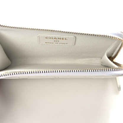 Chanel Caviar Quilted CC Zip Around Card Holder White 4 of 7