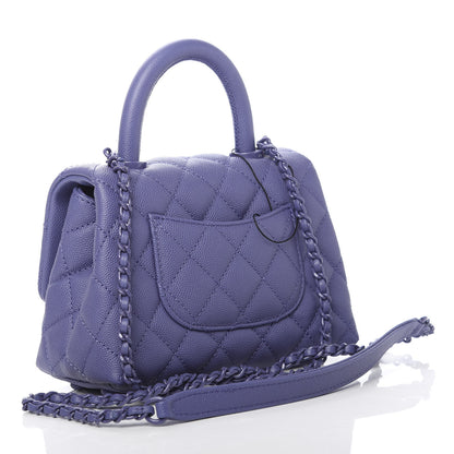 Chanel Caviar Quilted Incognito Extra Mini Coco Handle Flap Blue 3 of 11