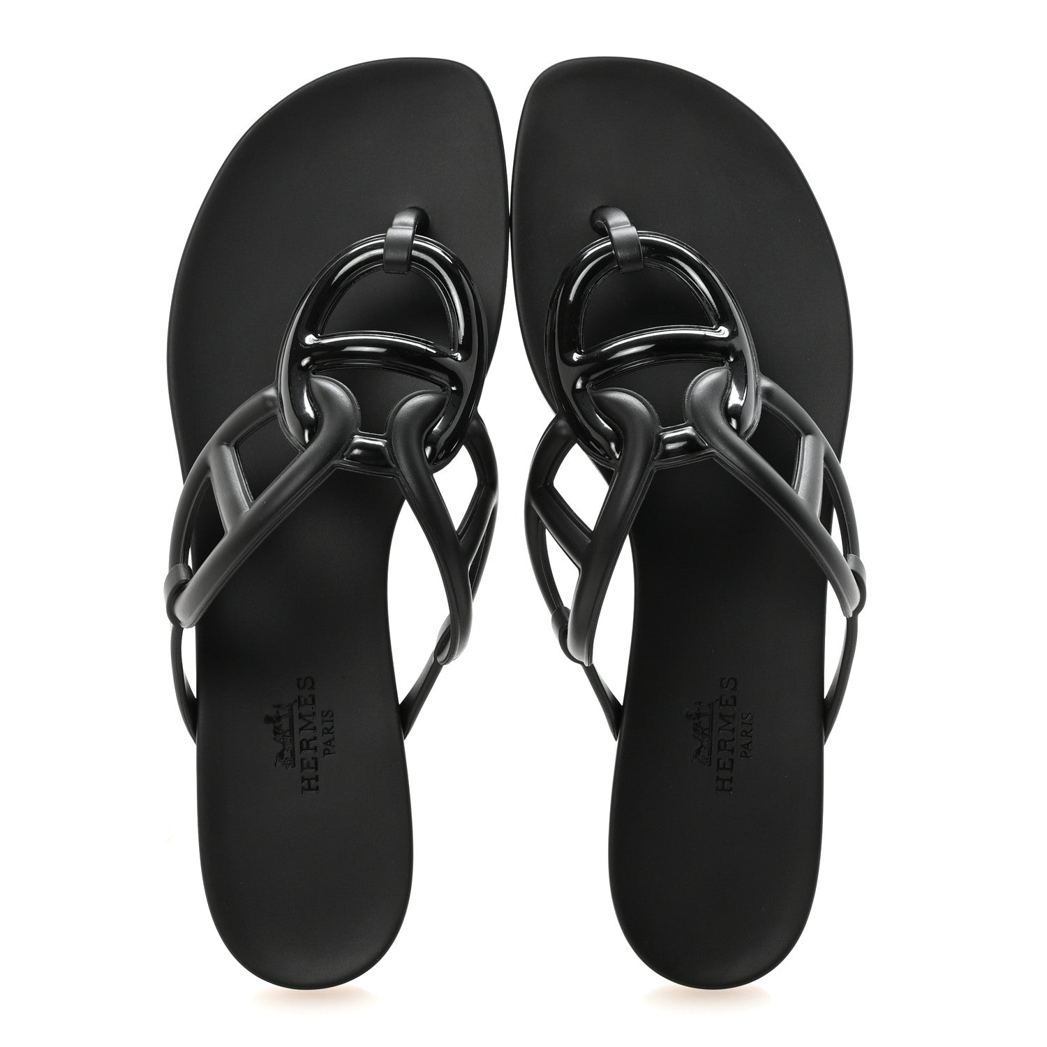 Hermes Rubber Womens Egerie Sandals 38 Black 2 of 9