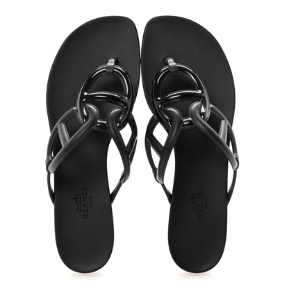 Hermes Rubber Womens Egerie Sandals 38 Black 2 of 9