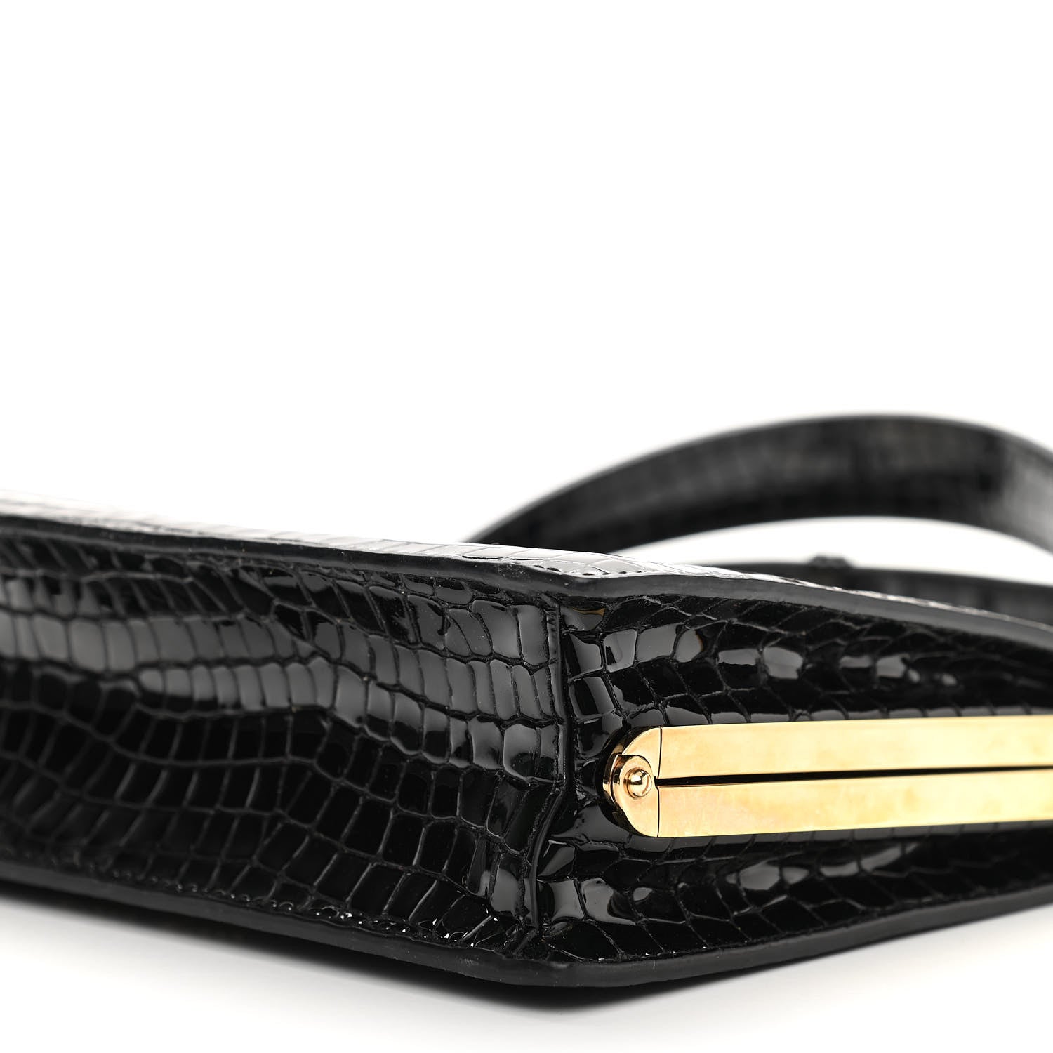 Miu Miu Calfskin Crocodile Embossed Crystal Embellished Solitaire Bag Black 10 of 10