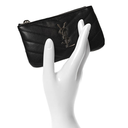 Saint Laurent Calfskin Matelasse Monogram Key Pouch Black 2 of 8
