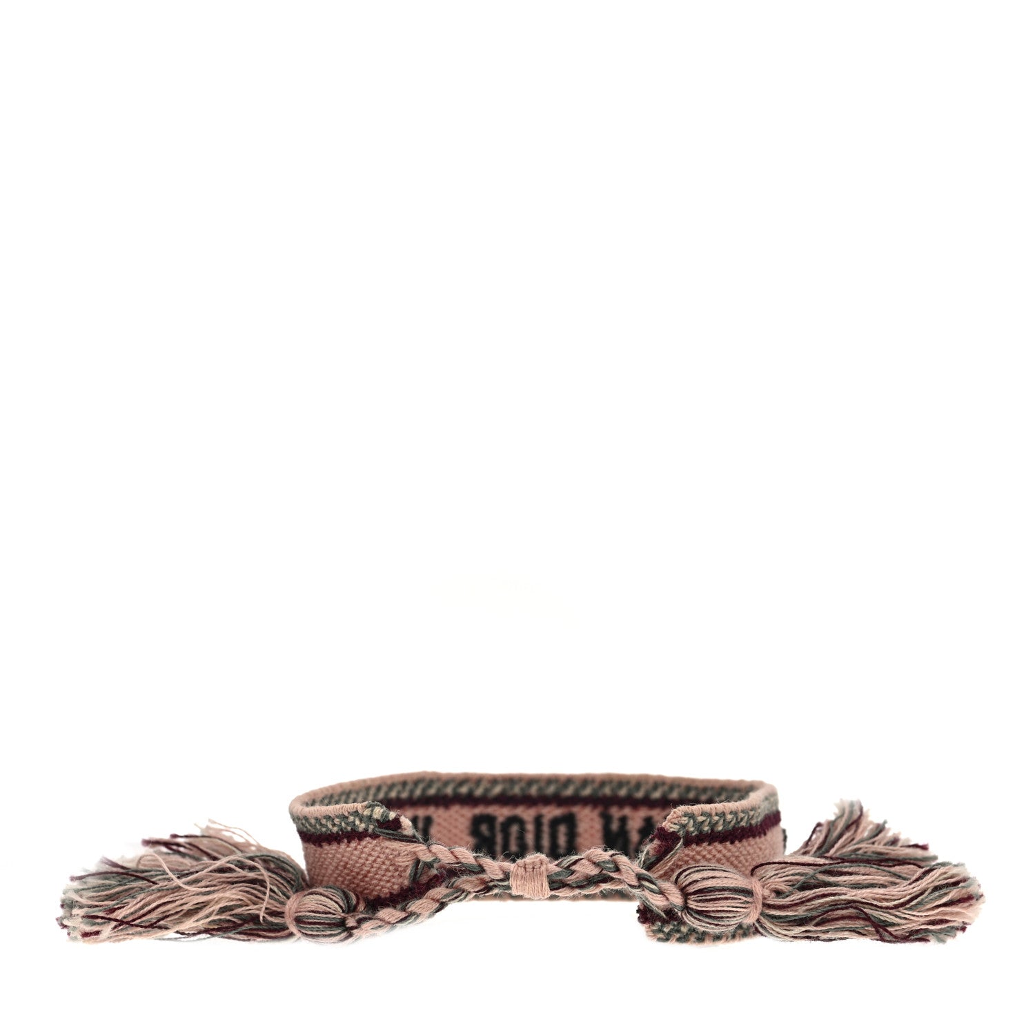 Christian Dior Woven Cotton Friendship Bracelet Pink Grey 3 of 3