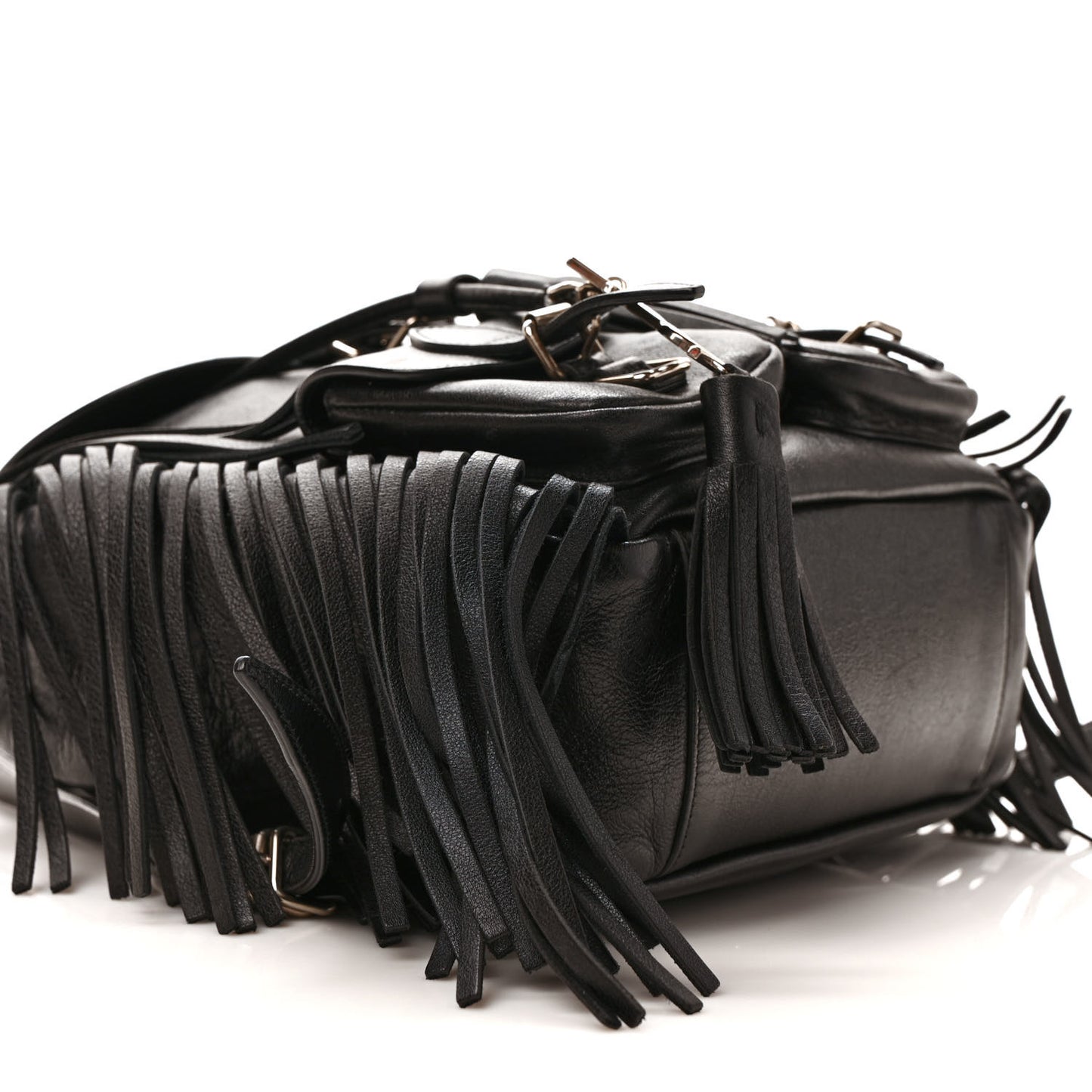 Calfskin Fringe Festival Backpack Black