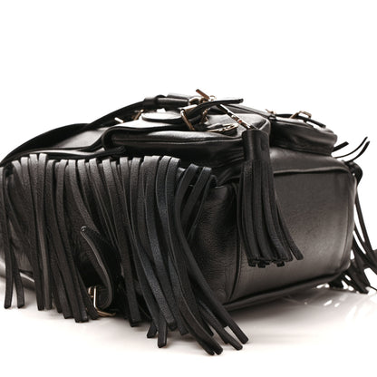 Saint Laurent Calfskin Fringe Festival Backpack Black 7 of 9