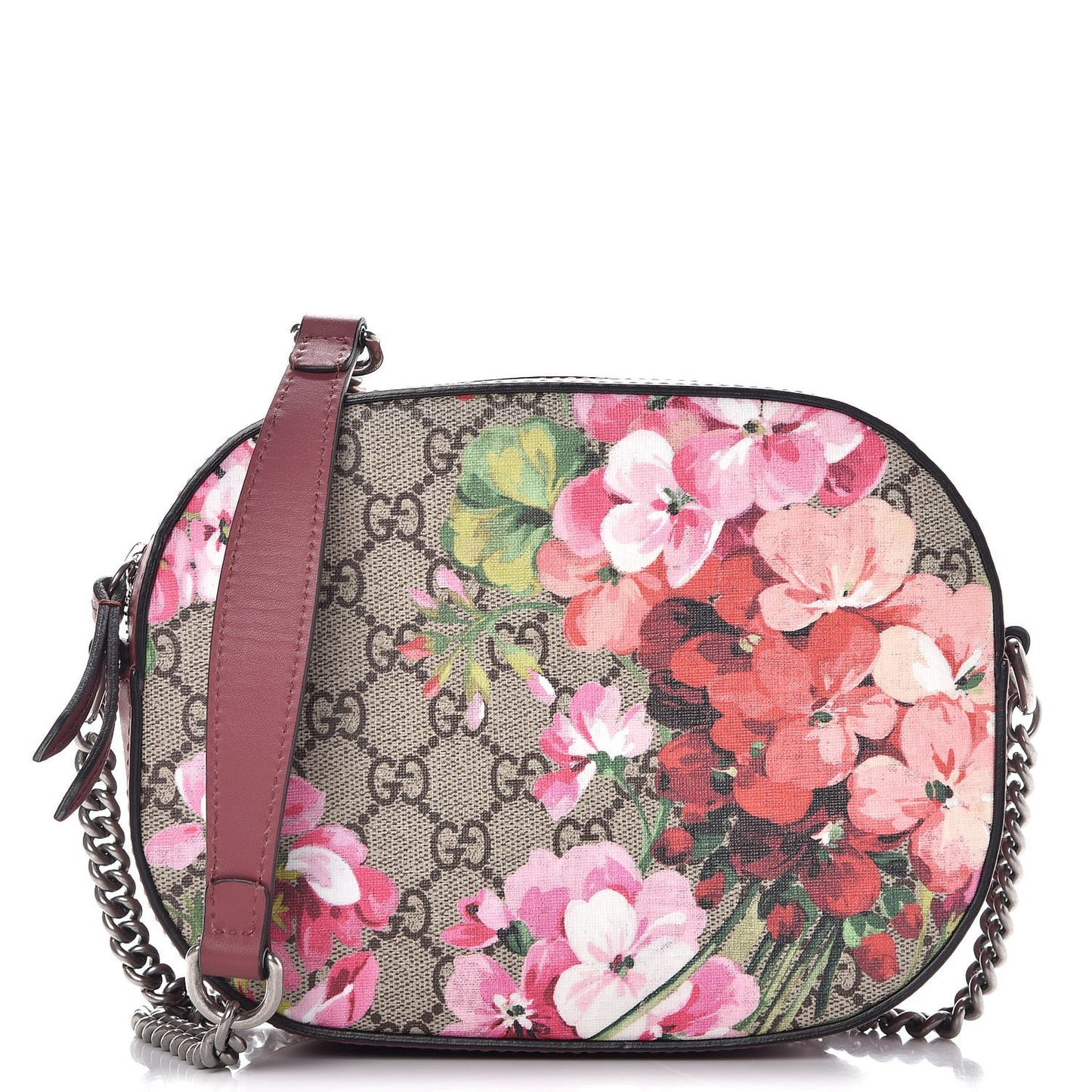 GG Supreme Monogram Blooms Mini Chain Shoulder Bag Beige Multicolor Dry Rose