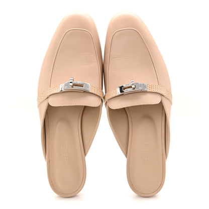 Hermes Shiny Lizard Calfskin Oz Mules 40 Beige Sarrazin 2 of 10