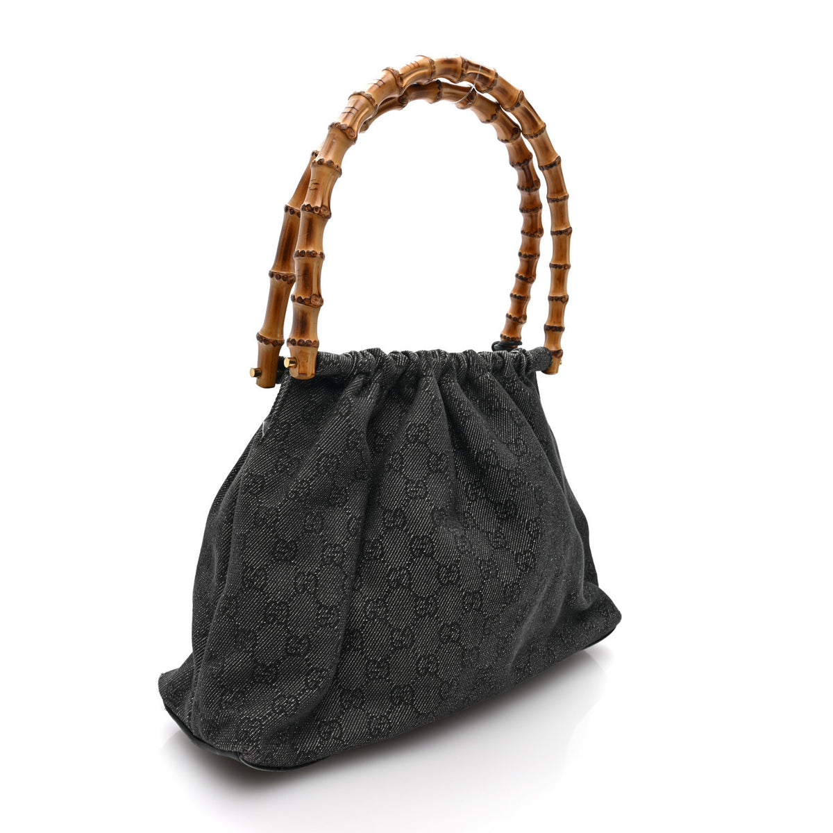 Gucci Monogram Bamboo Top Handle Bag Black 3 of 10