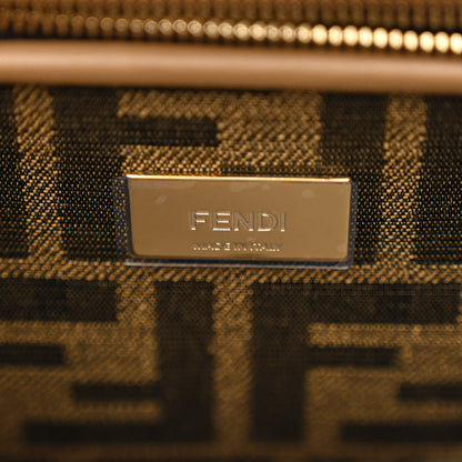 Fendi Vitello Seta Fabric Jacquard FF 1974 Mini Peekaboo Iconic Satchel Sand Tabacco Moro 7 of 11