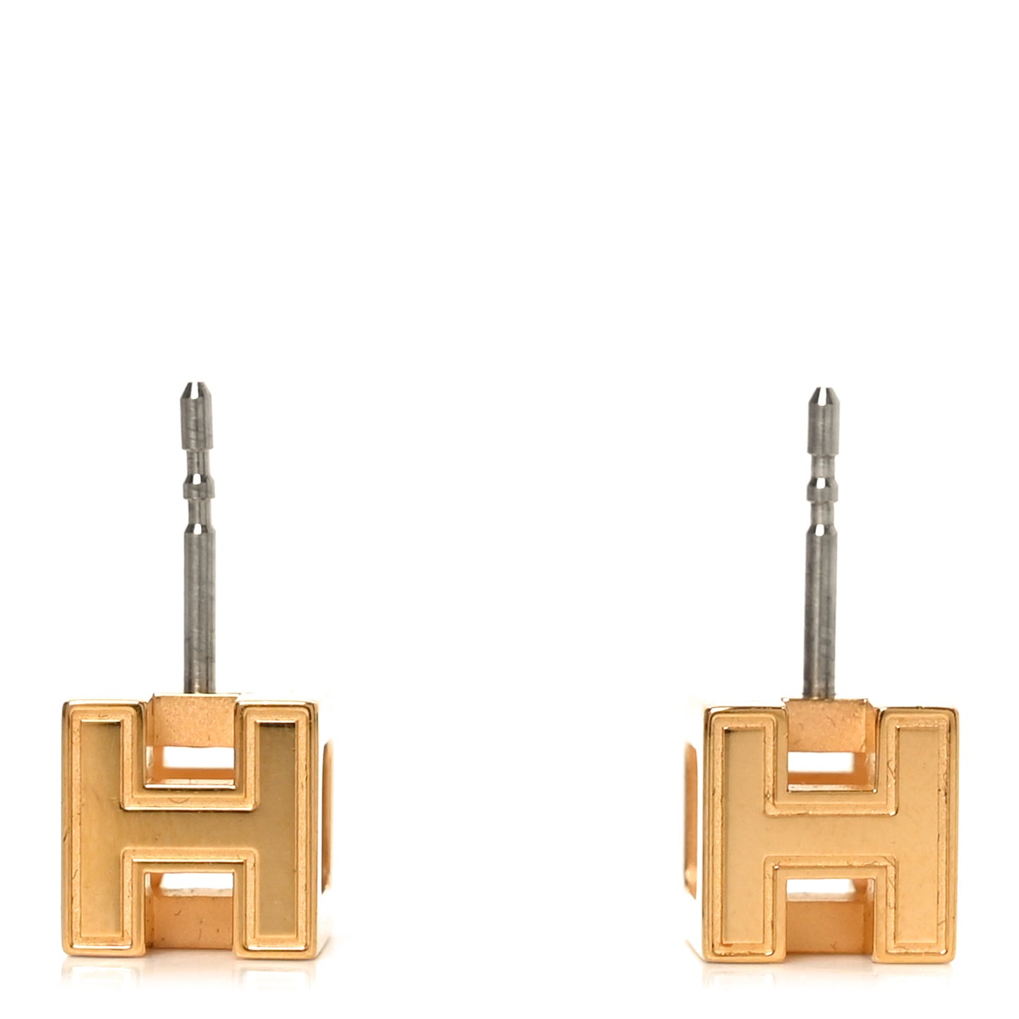 Gold Lacquered Cage d'H Earrings Black