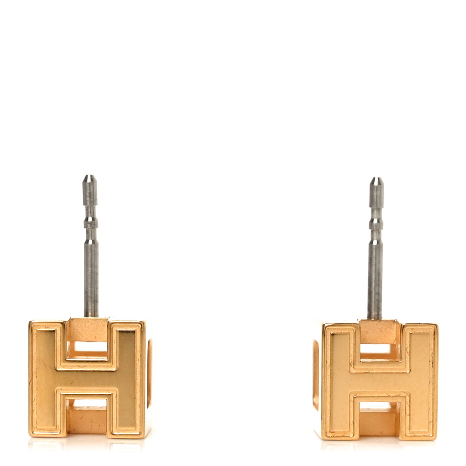 Hermes Gold Lacquered Cage d'H Earrings Black 3 of 5
