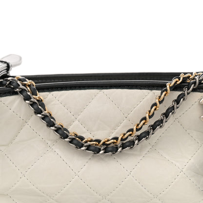 Chanel Aged Calfskin Quilted Small Gabrielle Hobo Black White 8 of 12