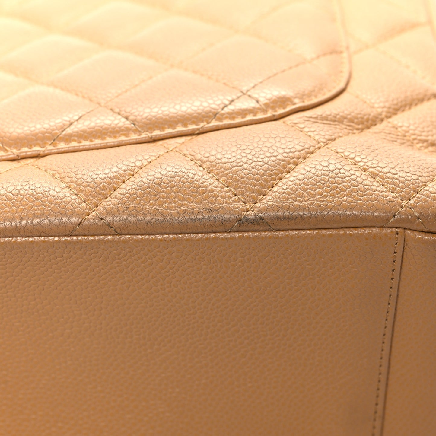 Caviar Quilted Grand Shopping Tote GST Dark Beige