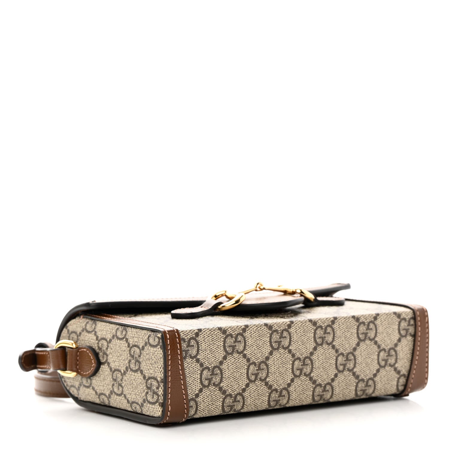 Gucci GG Supreme Monogram Mini Horsebit 1955 Shoulder Bag Beige Brown Sugar 4 of 11