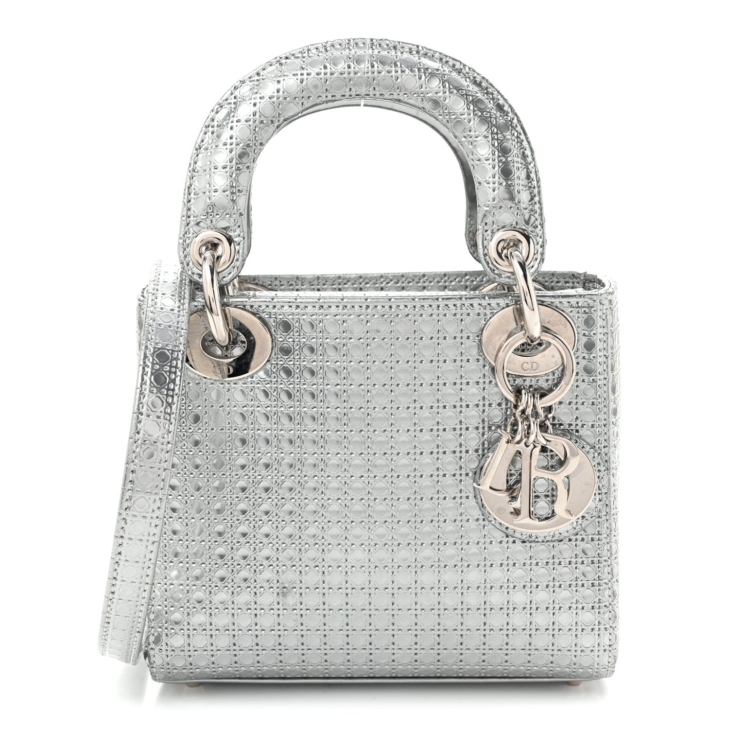 Christian Dior Metallic Patent Micro-Cannage Mini Lady Dior Silver 1 of 11
