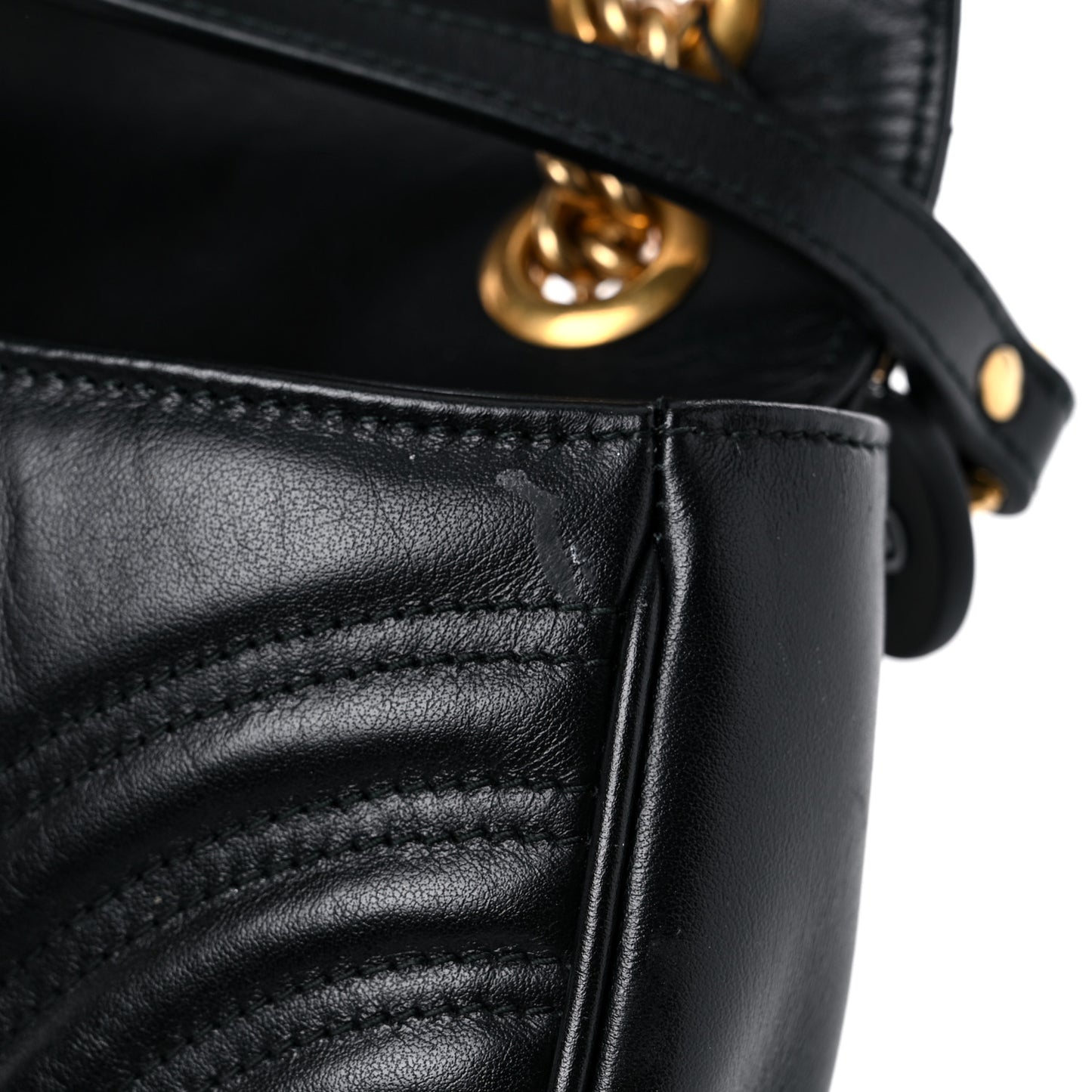 Calfskin Matelasse Mini GG Marmont Shoulder Bag Black