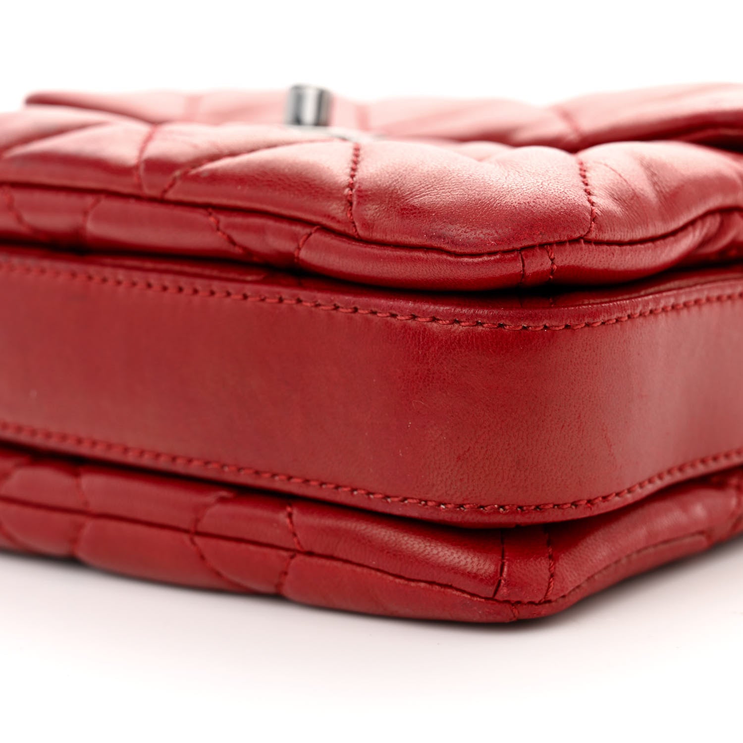 Chanel Lambskin Quilted Mini Chanel 3 Flap Red 10 of 10