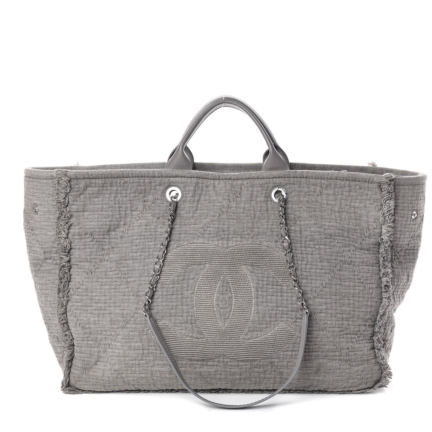Chanel Canvas Large Double Face Shopping Tote Grey 1 of 10