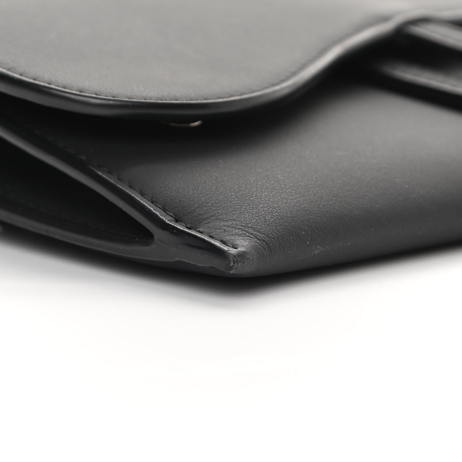 Christian Dior Ultra Matte Calfskin Saddle Chain Wallet Pouch Black 11 of 14