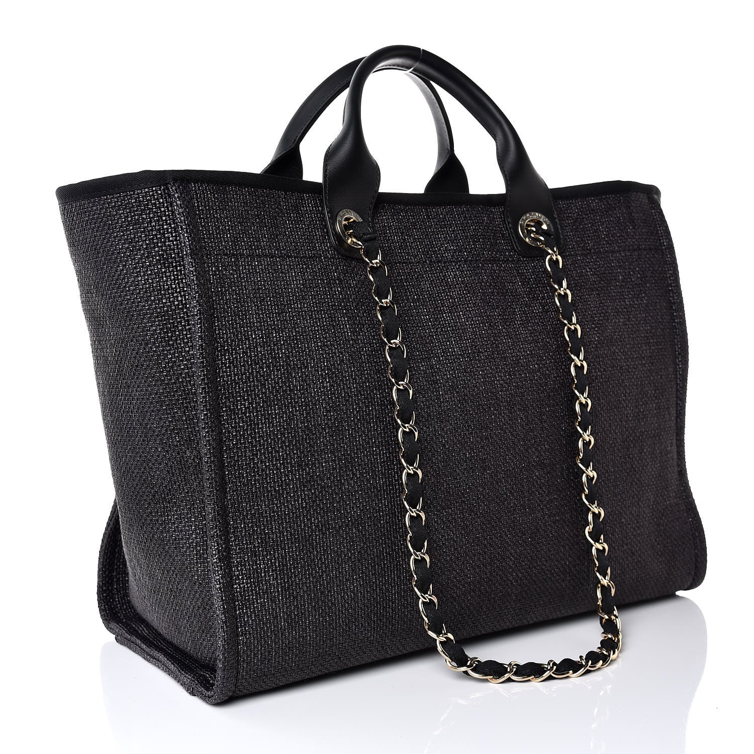 Chanel Woven Straw Raffia Large Deauville Tote Black 3 of 8