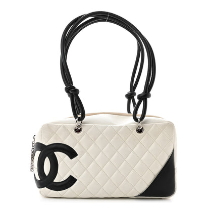 Chanel Calfskin Quilted Large Cambon Bowler White Black 1 of 14