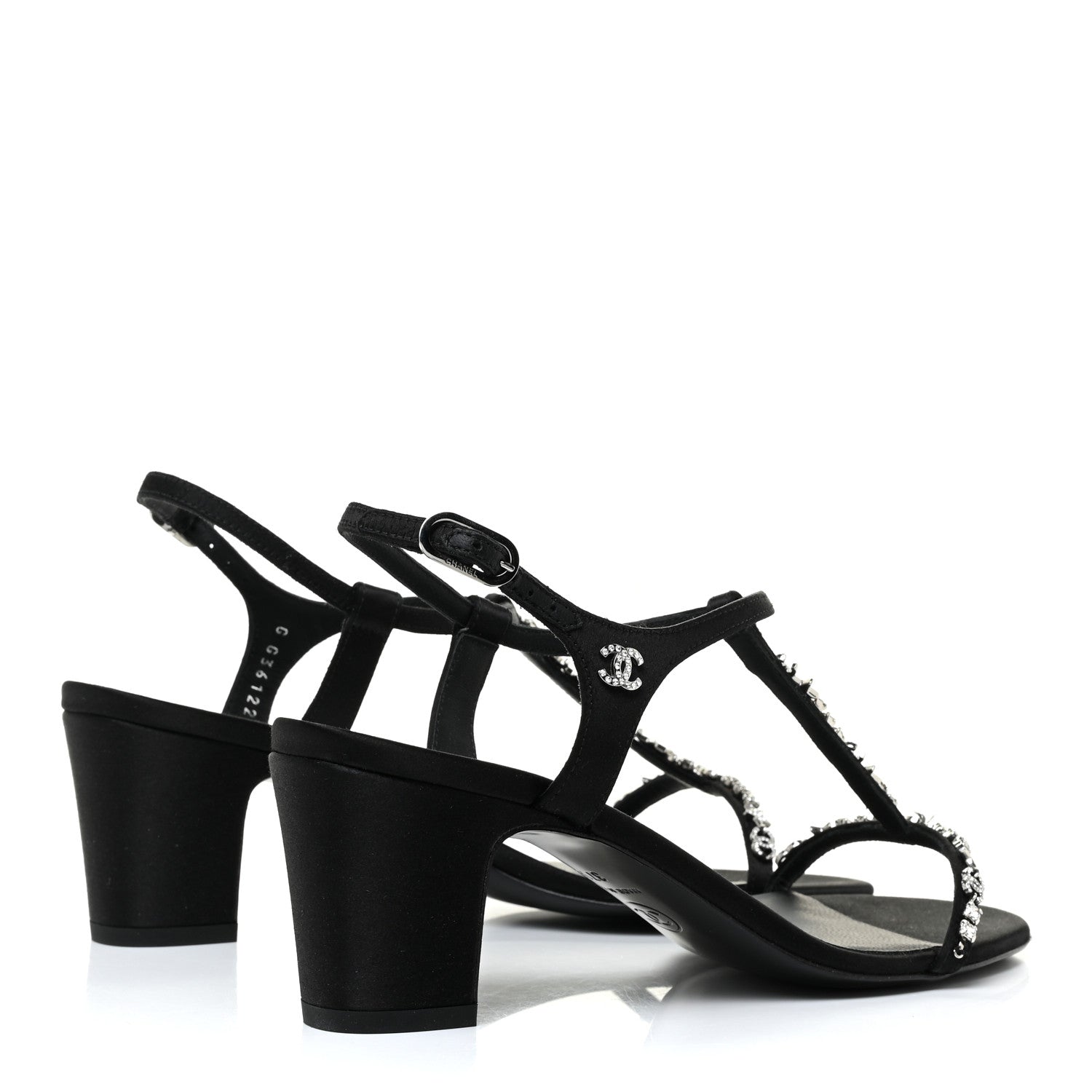 Chanel Satin Crystal CC Star Sandals 37.5 Black 4 of 9