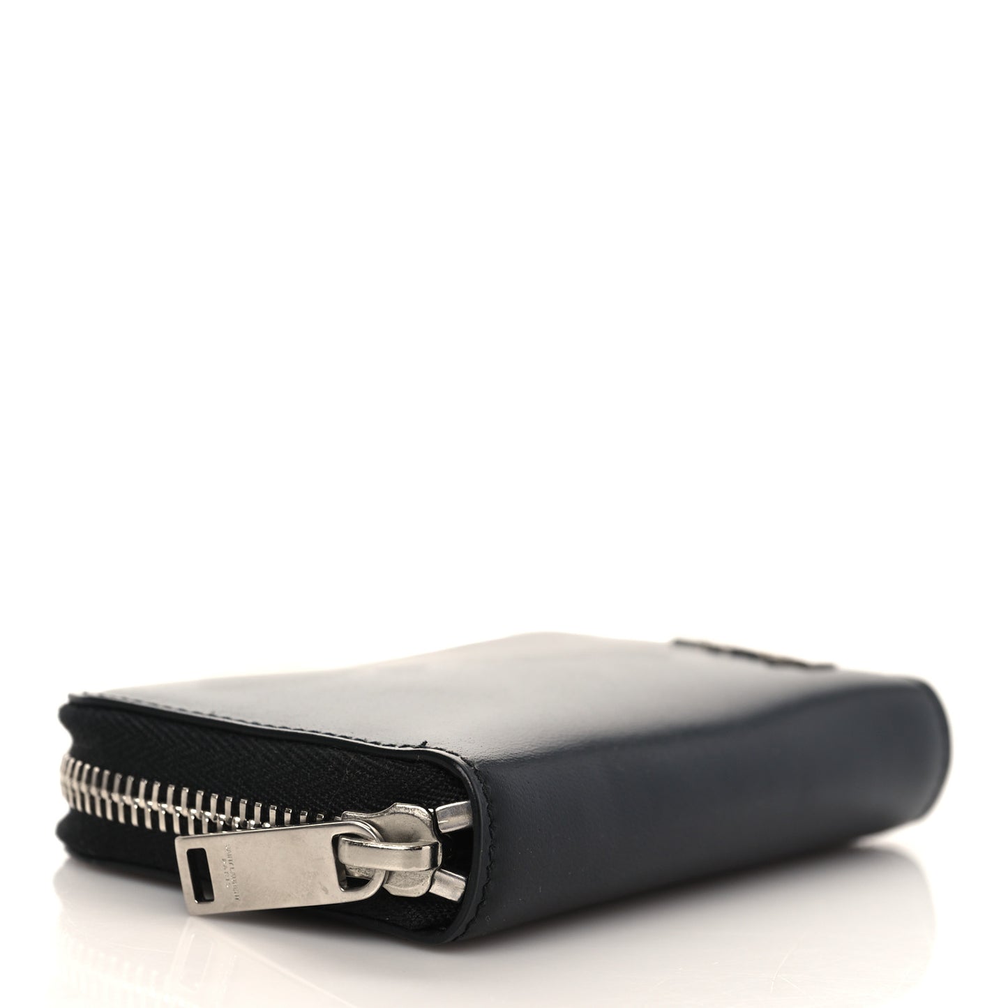 Calfskin Compact Zip Coin Purse Black