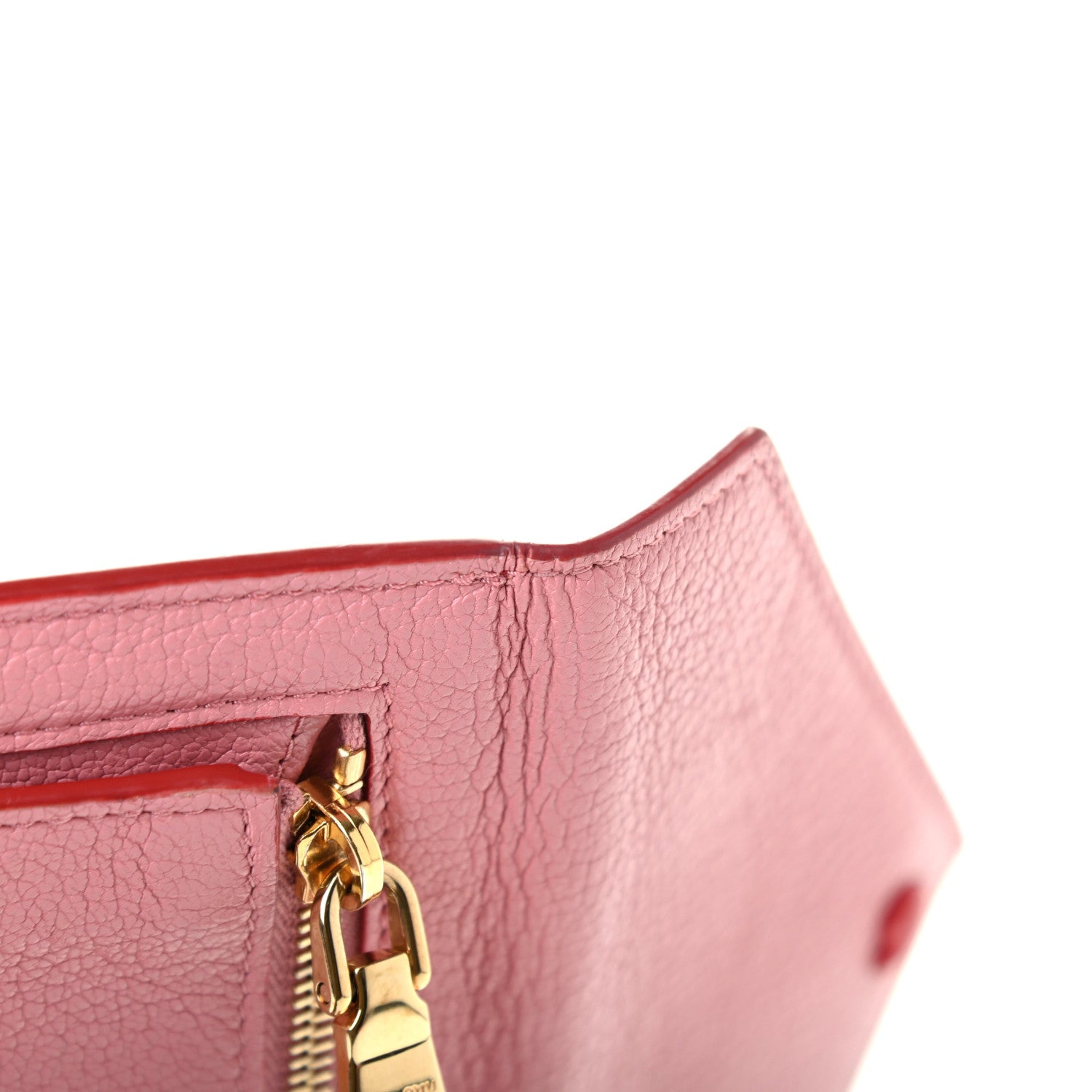 Miu Miu Goatskin Madras Love Envelope Wallet Rosa 7 of 7