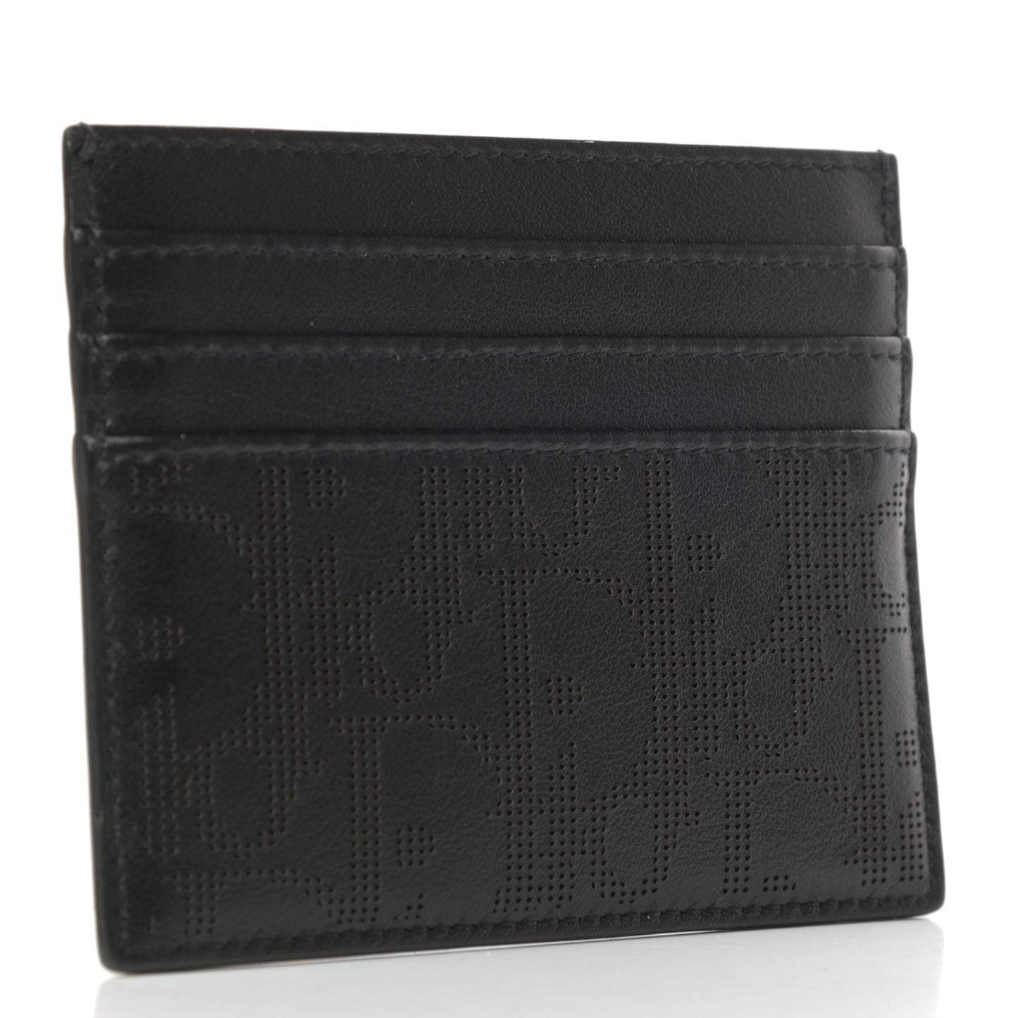HOMME Calfskin Perforated Card Holder Black