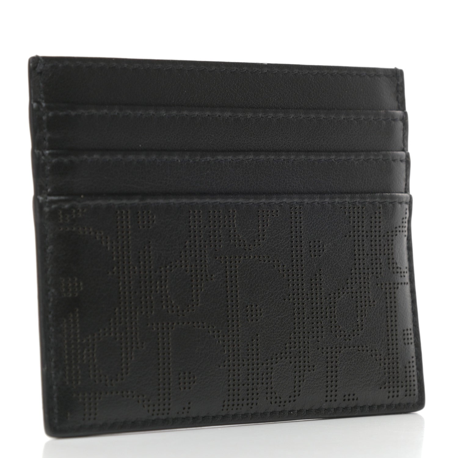 Christian Dior HOMME Calfskin Perforated Card Holder Black 3 of 6