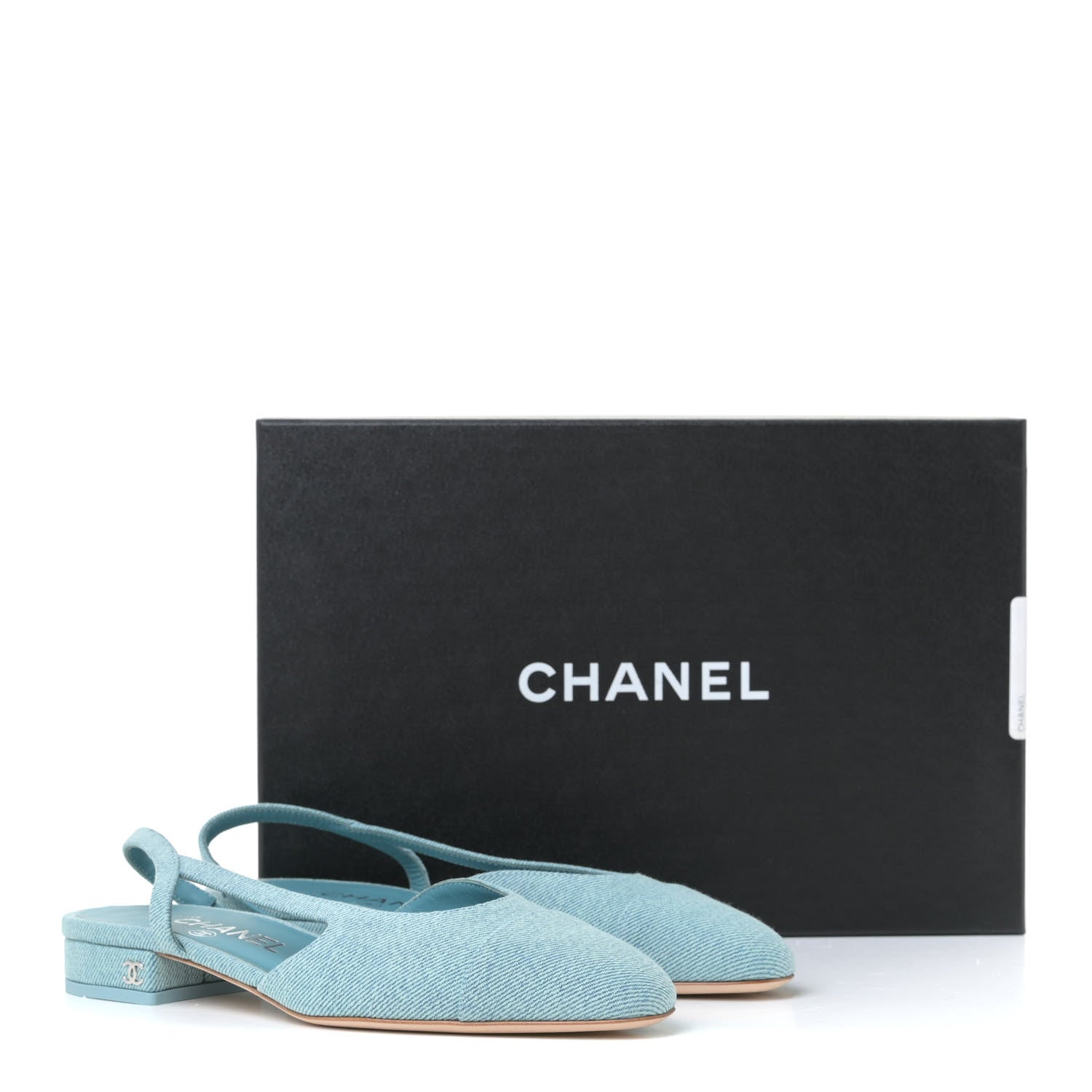 Chanel Denim Cap Toe CC Slingback Flats 36 Blue 12 of 12