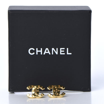 Chanel Metal Paris Button Earrings Gold 5 of 5