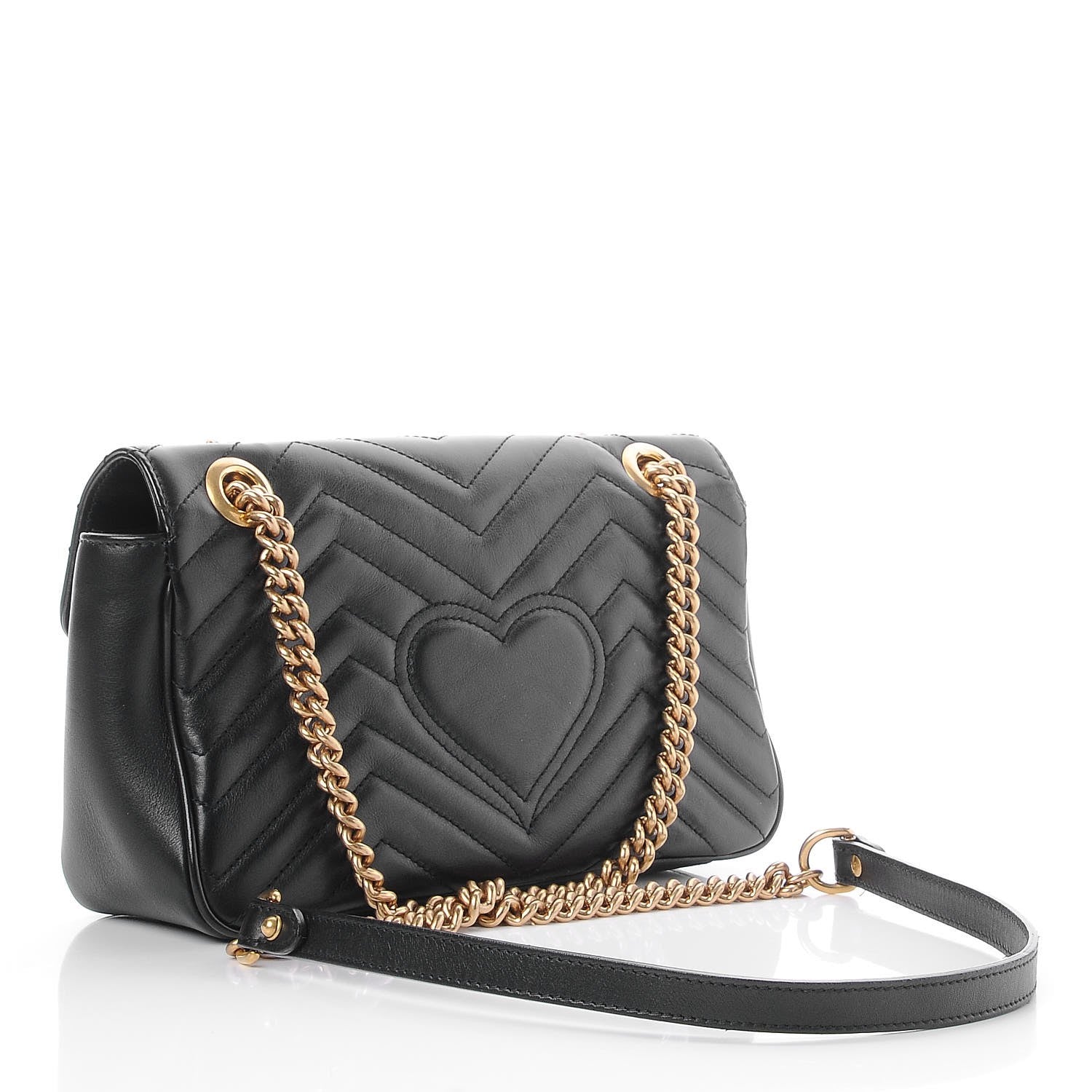 Gucci Calfskin Matelasse Small GG Marmont Shoulder Bag Black 4 of 8