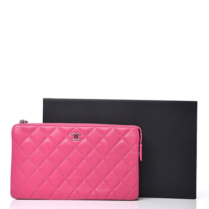 Chanel Lambskin Quilted Large Zipped Clutch Pink 9 of 9