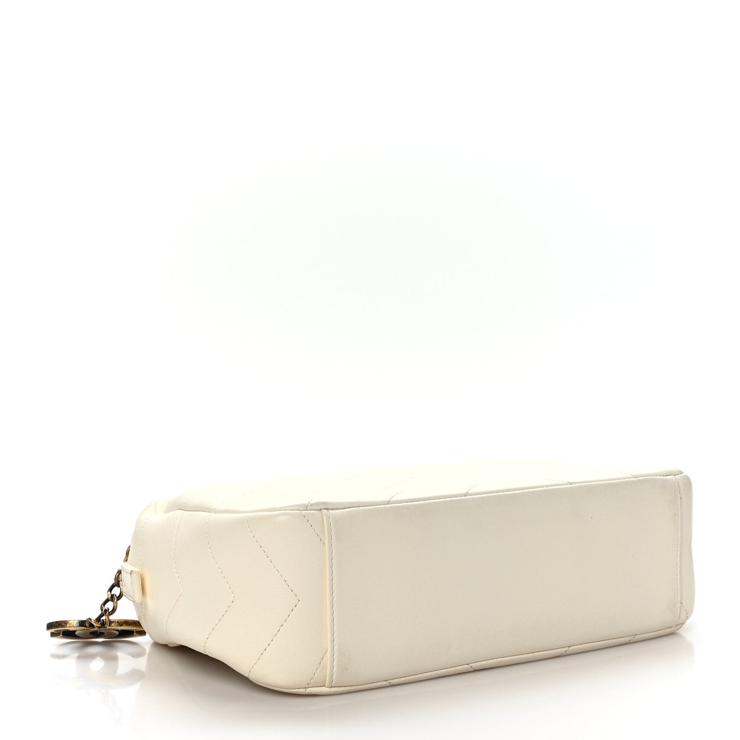 Chanel Shiny Lambskin Chevron Stitched Small Coco Camera Case White 4 of 10