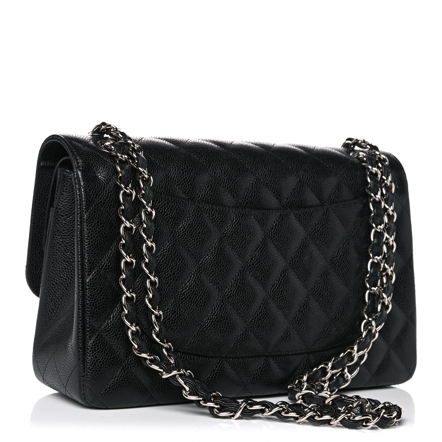 Caviar Quilted Jumbo Double Flap Black