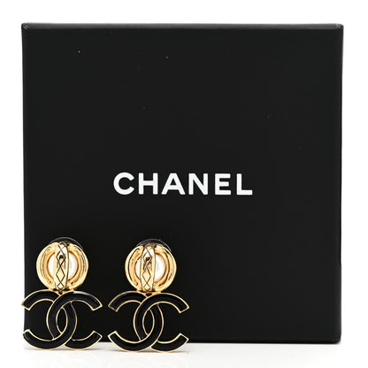 Chanel Pearl Resin CC Drop Earrings Gold Black 5 of 5
