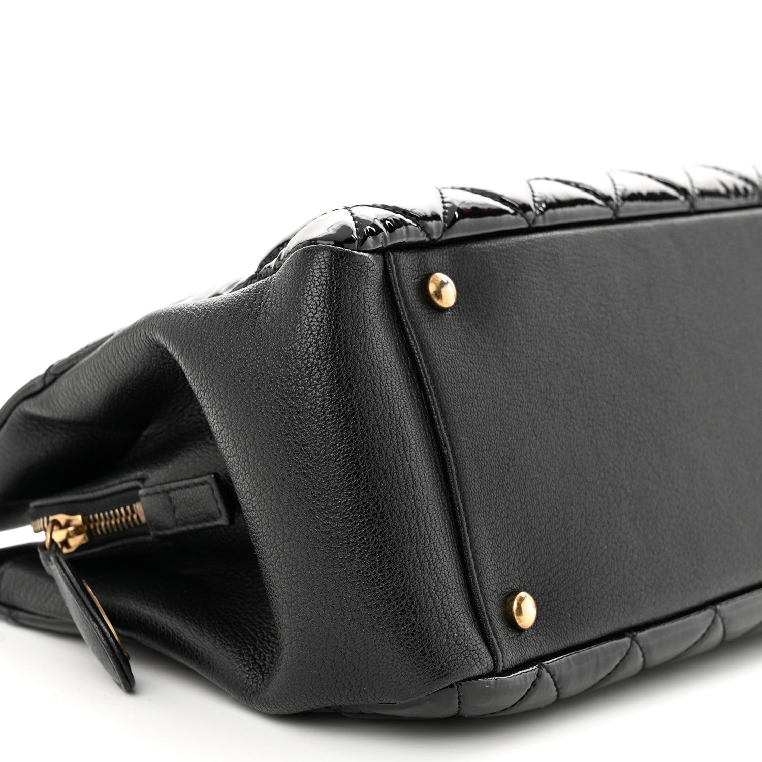 Chanel Patent Goatskin Quilted Small CC Eyelet Tote Black 9 of 10