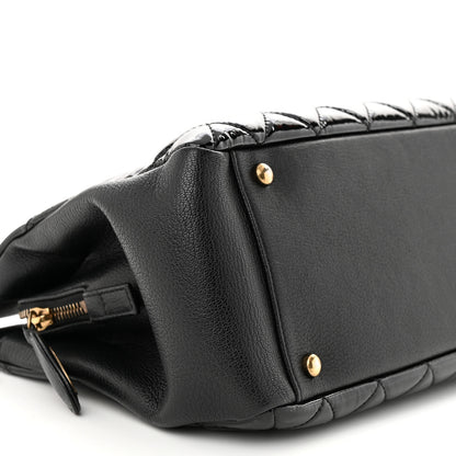 Chanel Patent Goatskin Quilted Small CC Eyelet Tote Black 9 of 10
