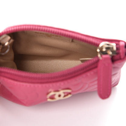 Chanel Lambskin Camellia Embossed Key Holder Case Fuchsia 5 of 8