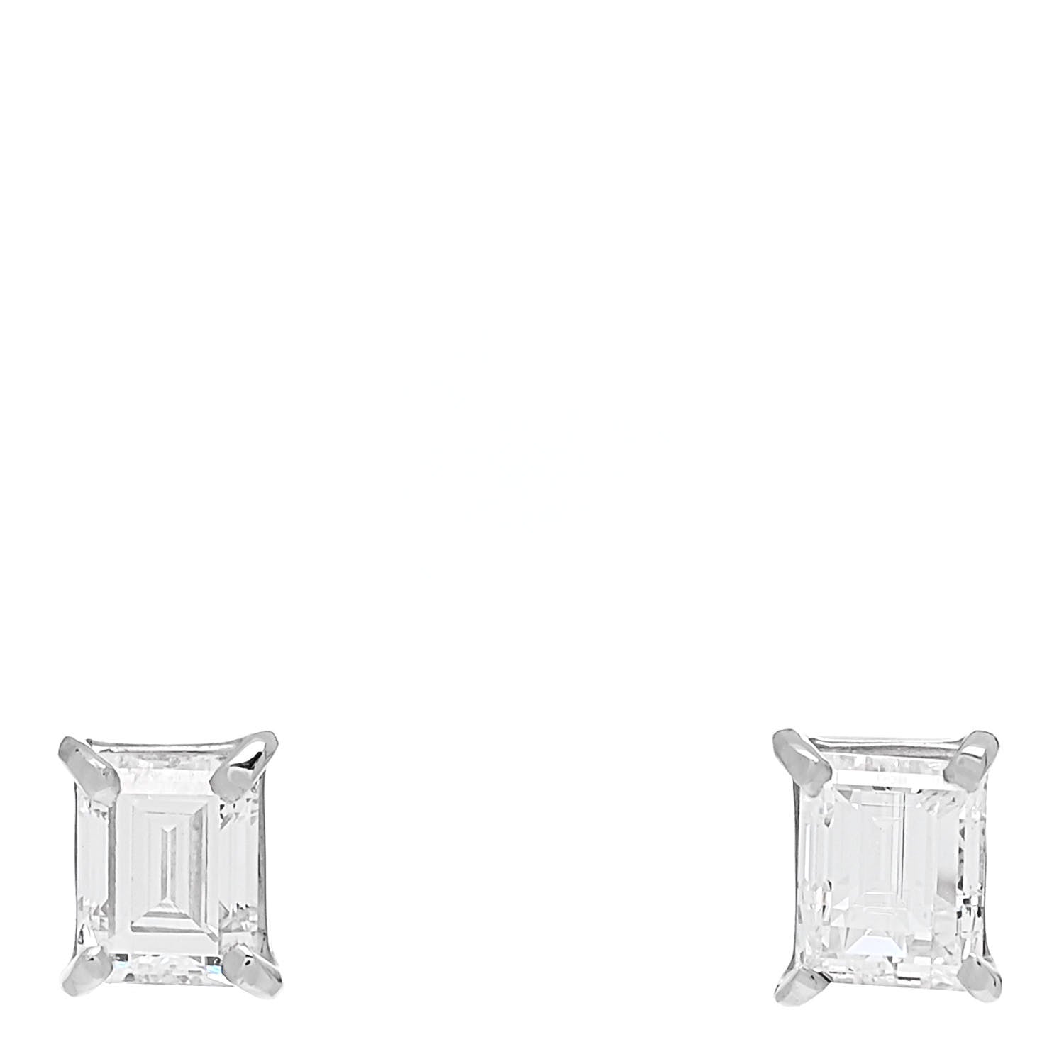 Parker & West by FASHIONPHILE Platinum Diamond .524ctw Rectangular Step Cut Solitaire Earrings 1 of 6