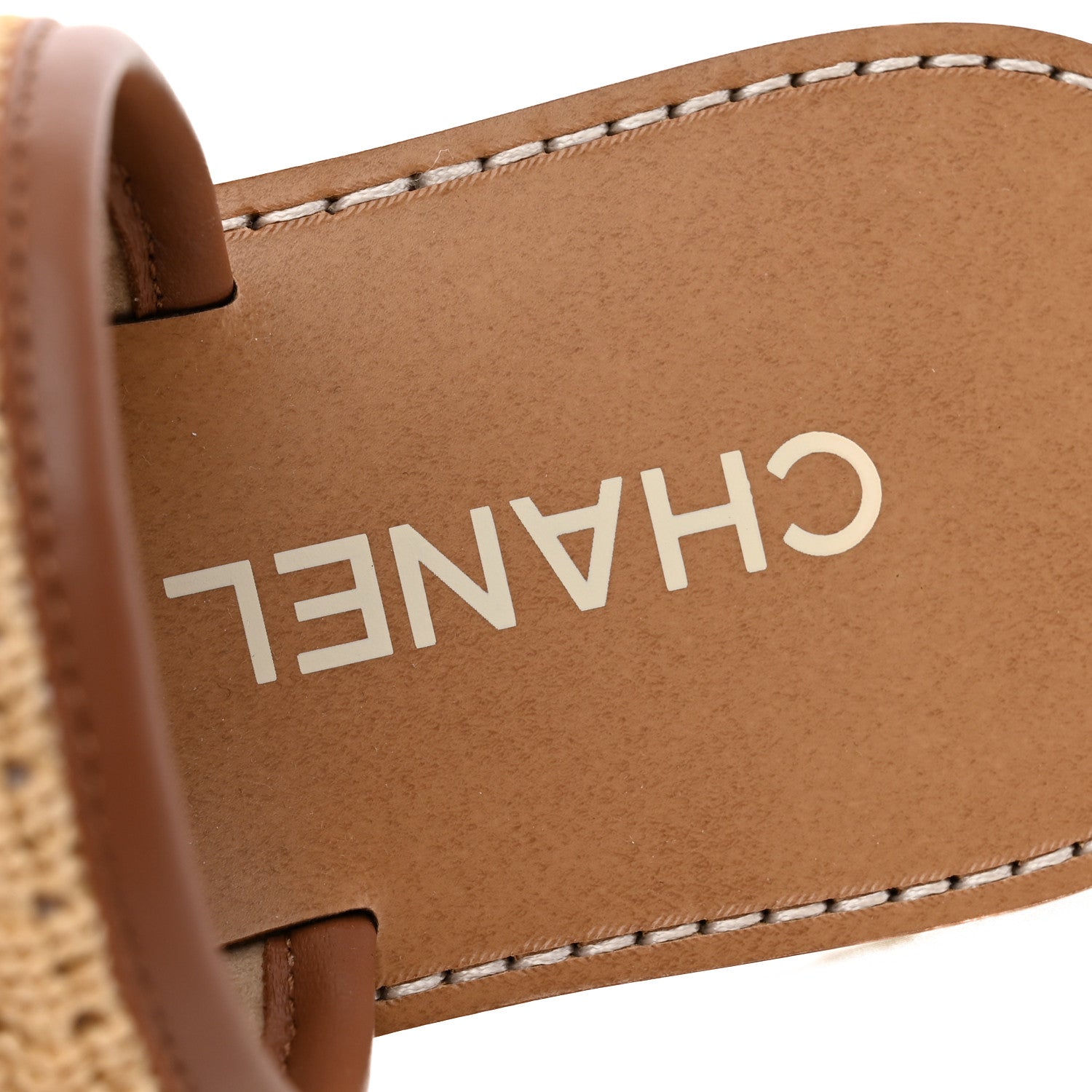 Chanel Raffia Lambskin CC Mules 38.5 Beige Brown 1935611