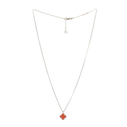 Van Cleef & Arpels 18K Rose Gold Carnelian Sweet Alhambra Pendant Necklace 3 of 7