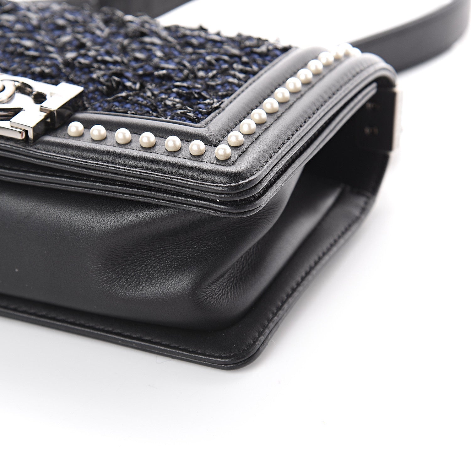 Chanel Calfskin Pearl Tweed Small Boy Flap Black 8 of 8