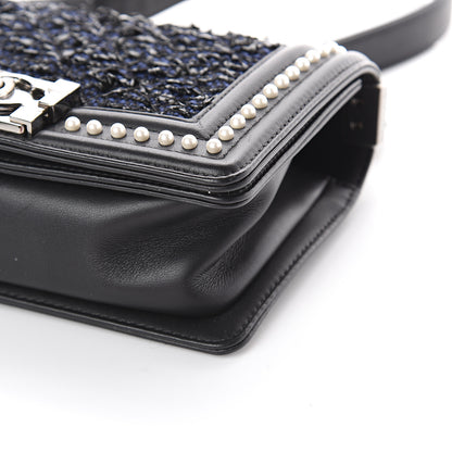 Chanel Calfskin Pearl Tweed Small Boy Flap Black 8 of 8
