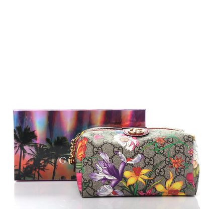 Gucci Soft GG Supreme Monogram Flora Calfskin Medium Ophidia Cosmetic Case Beige Ebony Multicolor Rosso 8 of 8